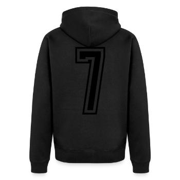 7 Number number - Unisex Premium Organic Zip Hoodie - black - Back - Nico (187cm)