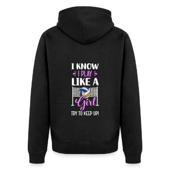 Sports Player Ball Team - Unisex Premium Organic Zip Hoodie - black - Back - Nico (187cm)