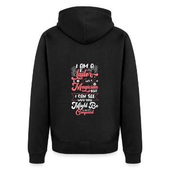 Tailor Thread Pants Bespoke Tailor - Unisex Premium Organic Zip Hoodie - black - Back - Nico (187cm)