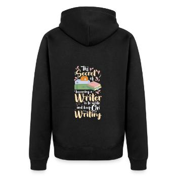 Writer Hobby Reading - Unisex Premium Organic Zip Hoodie - black - Back - Nico (187cm)