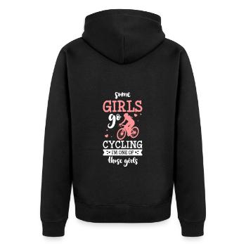 Fahrrad Fahrräder Rennradfahrer - Unisex Premium Bio Zip Hoodie - Schwarz - Hinten - Nico (187cm)