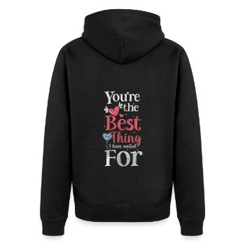 Dear couples, love partners - Unisex Premium Organic Zip Hoodie - black - Back - Nico (187cm)