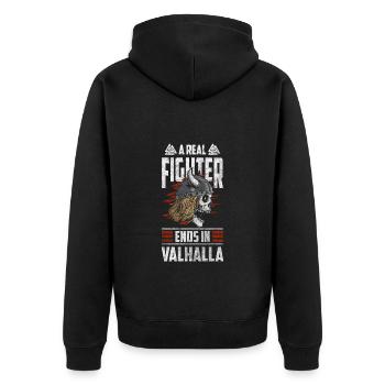 Odin Norse Thunder Celtic - Unisex Premium Organic Zip Hoodie - black - Back - Nico (187cm)