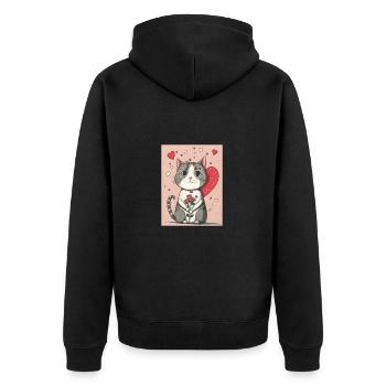 Cute Cat 2023 - Unisex Premium Organic Zip Hoodie - black - Back - Nico (187cm)