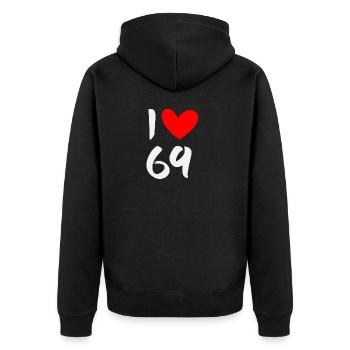 J'aime 69 - Veste à capuche bio Premium Unisexe - noir - Dos - Nico (187cm)