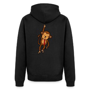 Singe agrafe avec cravate - Singe drôle - Veste à capuche bio Premium Unisexe - noir - Dos - Nico (187cm)