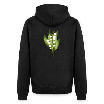 zierlicher Maiglöckchen Strauß als Frühlingsgruß - Unisex Premium Bio Zip Hoodie - Schwarz - Hinten - Nico (187cm)