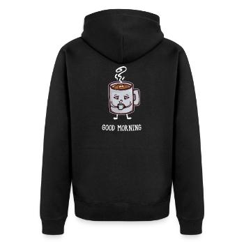 Coffee lovers Breakfast Coffee Drink saying - Unisex Premium Organic Zip Hoodie - black - Back - Nico (187cm)