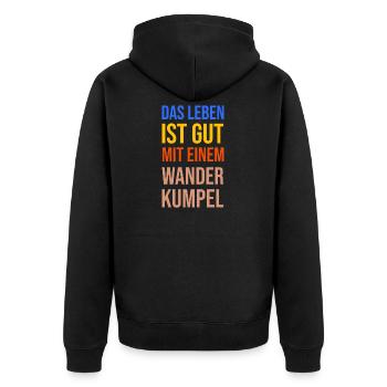 Wandern Statement Bergwanderung Wanderer Klettern - Unisex Premium Bio Zip Hoodie - Schwarz - Hinten - Nico (187cm)