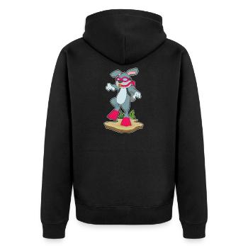 Hase Taucher Schwimmbrille Tauchen - Unisex Premium Bio Zip Hoodie - Schwarz - Hinten - Nico (187cm)