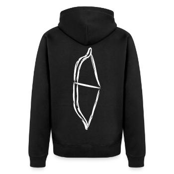 Bogen Skizze - Unisex Premium Bio Zip Hoodie - Schwarz - Hinten - Nico (187cm)