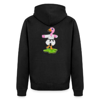Flamingo Karate Kampfsport  - Unisex Premium Bio Zip Hoodie - Schwarz - Hinten - Nico (187cm)