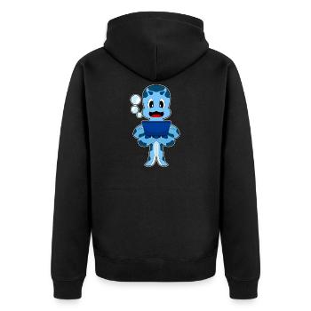 Krake Laptop - Unisex Premium Bio Zip Hoodie - Schwarz - Hinten - Nico (187cm)