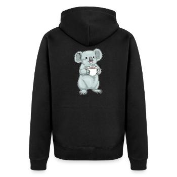 Koala Coffee Mug - Unisex Premium Organic Zip Hoodie - black - Back - Nico (187cm)
