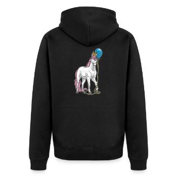 Unicorn Balloon - Unisex Premium Organic Zip Hoodie - black - Back - Nico (187cm)