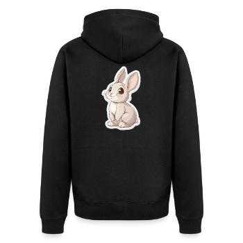 Hase - Unisex Premium Bio Zip Hoodie - Schwarz - Hinten - Nico (187cm)