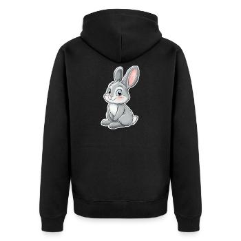 Hase - Unisex Premium Bio Zip Hoodie - Schwarz - Hinten - Nico (187cm)