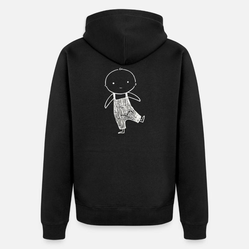 Tiny Doodle in Overalls - Unisex Premium Bio Zip Hoodie - Schwarz