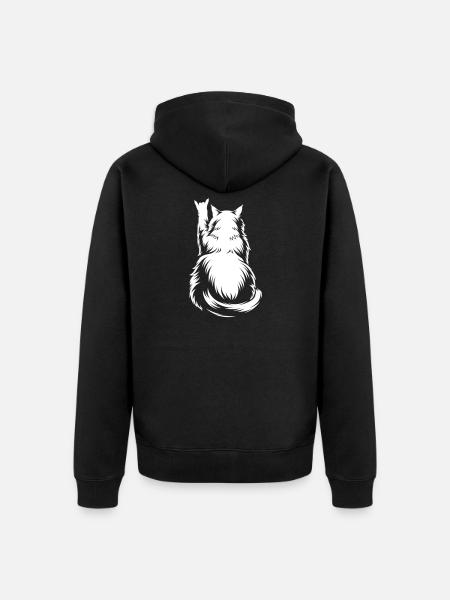 Rock Katze Rückenansicht – Devil Horns - Unisex Premium Bio Zip Hoodie - Schwarz