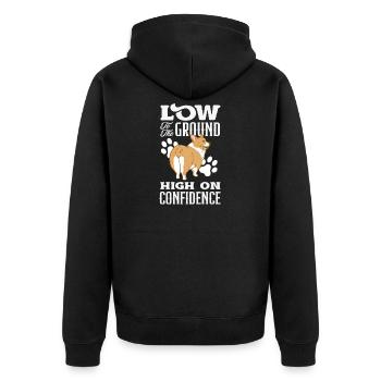 Short Legs, Tall Setting, Corgi - Unisex Premium Organic Zip Hoodie - black - Back - Nico (187cm)