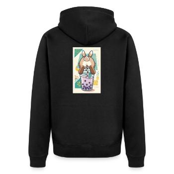 Bubble Tea Boba Drôle de Lapin mignon - Veste à capuche bio Premium Unisexe - noir - Dos - Nico (187cm)