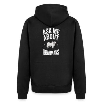 Brahman Cattle Cows Gift - Unisex Premium Organic Zip Hoodie - black - Back - Nico (187cm)
