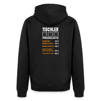 Tischler Preisliste Humor - Unisex Premium Bio Zip Hoodie - Schwarz - Hinten - Nico (187cm)