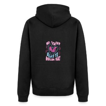 Rollerskater Party Skater Heart Beats To Feats - Unisex Premium Bio Zip Hoodie - Schwarz - Hinten - Nico (187cm)