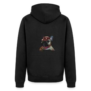 Français Bulldog, Frenchie, Bully, Cadeau - Veste à capuche bio Premium Unisexe - noir - Dos - Nico (187cm)