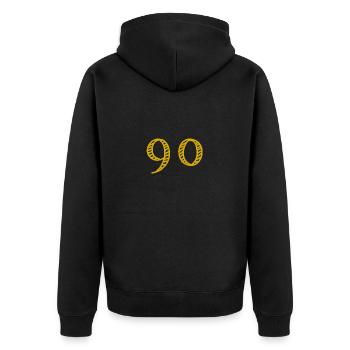 90. 90 YEARS. 90TH ANNIVERSARY. 90TH ANNIVERSARY. - Unisex Premium Organic Zip Hoodie - black - Back - Nico (187cm)