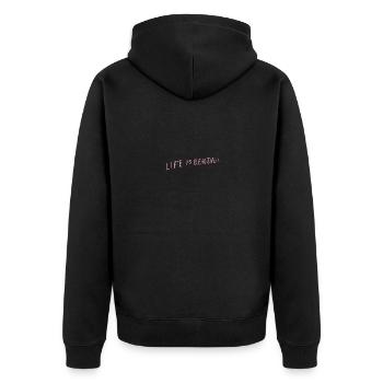 "Life is beautiful" Lil Peep - Unisex Premium Bio Zip Hoodie - Schwarz - Hinten - Nico (187cm)
