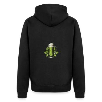 Bierglas Hopfen - Unisex Premium Bio Zip Hoodie - Schwarz - Hinten - Nico (187cm)