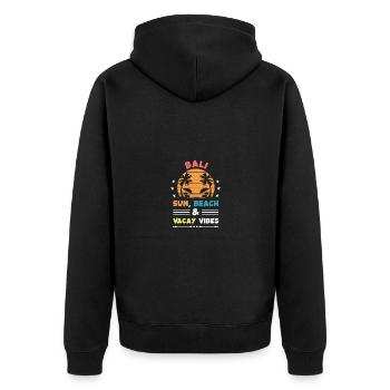 Bali Sommer Vibes - Unisex Premium Bio Zip Hoodie - Schwarz - Hinten - Nico (187cm)