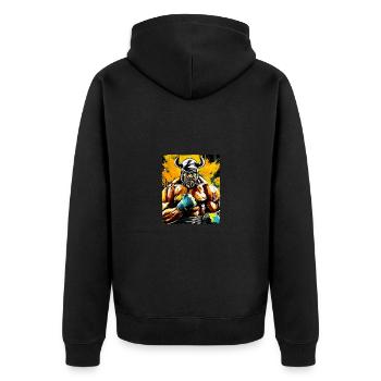Wikinger Boxer Boxen Odin - Unisex Premium Bio Zip Hoodie - Schwarz - Hinten - Nico (187cm)