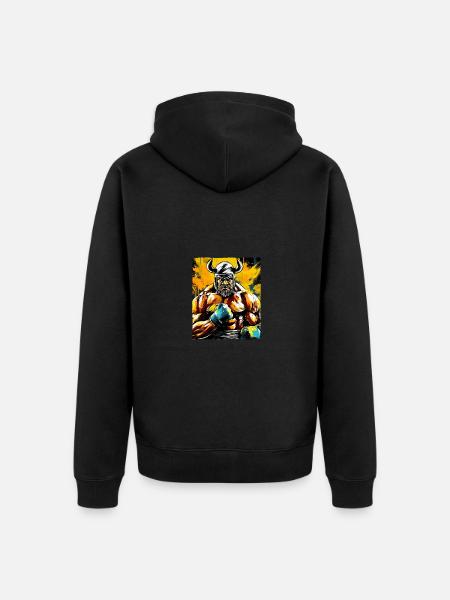Wikinger Boxer Boxen Odin - Unisex Premium Bio Zip Hoodie - Schwarz