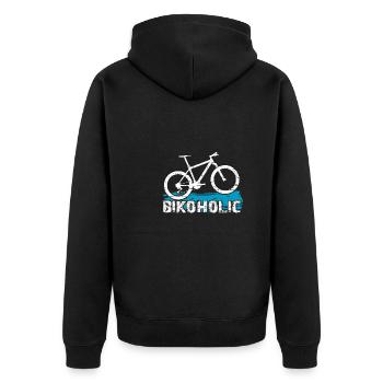 Bikoholic ich muss Fahrrad fahren Radtouren - Unisex Premium Bio Zip Hoodie - Schwarz - Hinten - Nico (187cm)