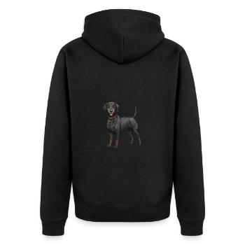 Dachshund Dackel - Unisex Premium Bio Zip Hoodie - Schwarz - Hinten - Nico (187cm)