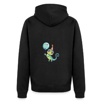 Bande dessinée d’anniversaire caméléon - Veste à capuche bio Premium Unisexe - noir - Dos - Nico (187cm)