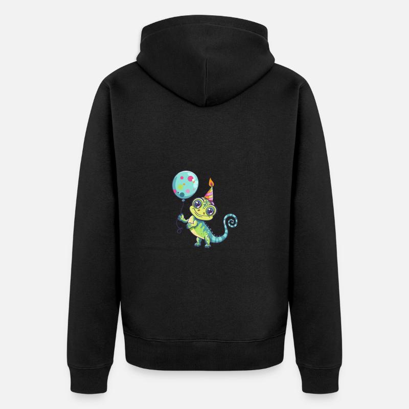 Bande dessinée d’anniversaire caméléon - Veste à capuche bio Premium Unisexe - noir