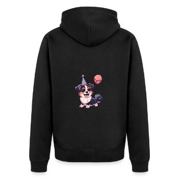 Border Collie Chiens Anniversaire Bande dessinée - Veste à capuche bio Premium Unisexe - noir - Dos - Nico (187cm)