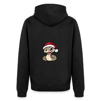 Schlange Kobra Weihnachten Niedlich - Unisex Premium Bio Zip Hoodie - Schwarz - Hinten - Nico (187cm)