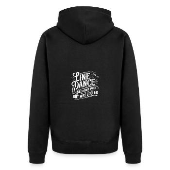 Line Dance ist cooler - Tanzen meine Passion - Unisex Premium Bio Zip Hoodie - Schwarz - Hinten - Nico (187cm)