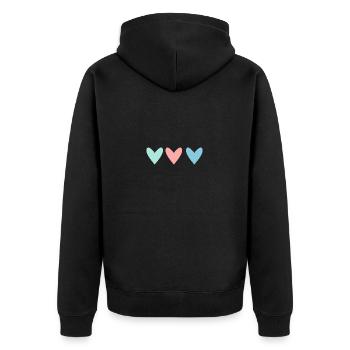 SCHÖNEN MUTTERTAG. MAMA. MUTTERTAG. HERZ - Unisex Premium Bio Zip Hoodie - Schwarz - Hinten - Nico (187cm)