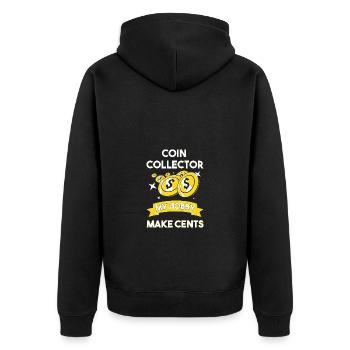 Coin collector - Unisex Premium Organic Zip Hoodie - black - Back - Nico (187cm)