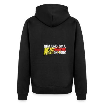 Opa und Oma auf Tour auf gemeinsamer Radtour - Unisex Premium Bio Zip Hoodie - Schwarz - Hinten - Nico (187cm)