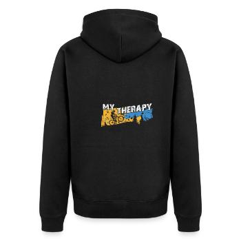 Riding a bike is my therapy - Unisex Premium Organic Zip Hoodie - black - Back - Nico (187cm)