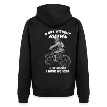Ein Tag ohne MTB Mountainbike MTB Downhill - Unisex Premium Bio Zip Hoodie - Schwarz - Hinten - Nico (187cm)