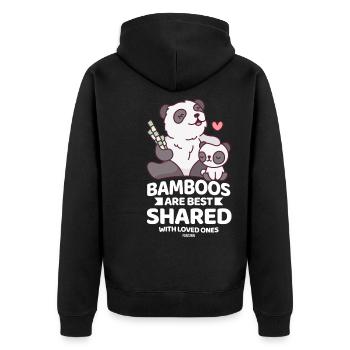 Pandamutter Pandababy Pandaliebhaber Bambus - Unisex Premium Bio Zip Hoodie - Schwarz - Hinten - Nico (187cm)