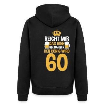 Bier Sechszig Sechszehnter 60 Jahre Geburtstag - Unisex Premium Bio Zip Hoodie - Schwarz - Hinten - Nico (187cm)