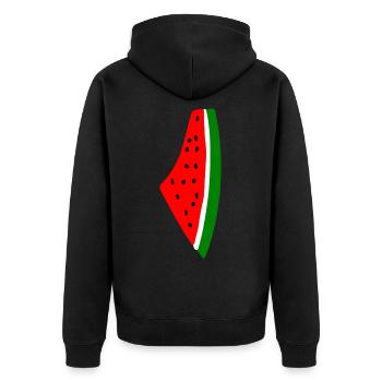 Wassermelone Melone - Unisex Premium Bio Zip Hoodie - Schwarz - Hinten - Nico (187cm)